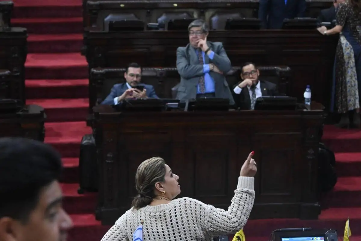 La diputada Sandra Jovel en espera para continuar con la interpelación al ministro de Gobernación, Francisco Jiménez. Foto La Hora: Fabricio Alonzo