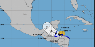 Trayectoria de tormenta tropical Sara.