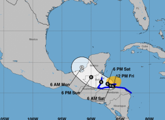 Trayectoria de tormenta tropical Sara.