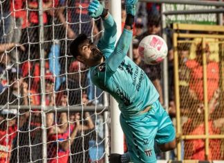 Luis Moran, portero de Antigua figura en el encuentro de vuelta de los cuartos de final del Torneo Apertura 2024. Foto La Hora: Antigua GFC