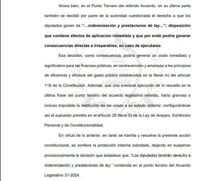 Resolución emitida por la CC sobre indemnización de diputados.