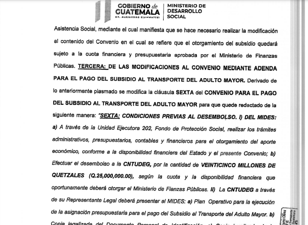 El Mides, durante la administración Alejandro Giammattei, benefició a una sola empresa para el subsidio al adulto mayor. Foto La Hora: captura de pantalla