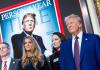 Fotografía tomada de la cuenta en X de la Bolsa de Valores de Nueva York (NYSE) del presidente electo de los Estados Unidos, Donald Trump (d), en la sede de la bolsa este jueves, en Nueva York (EE.UU.). EFE/ New York Stock Exchange