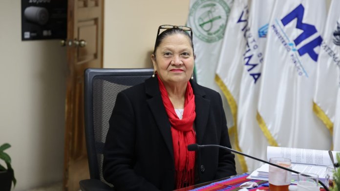 La fiscal general y jefa del MP, María Consuelo Porras, durante una reunión del Consejo Directivo del Inacif. 