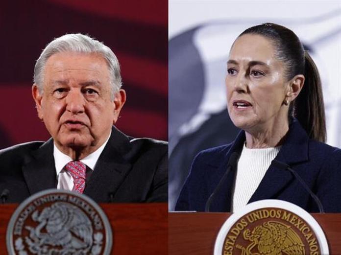 Combo de fotografías de archivo del expresidente mexicano Andrés Manuel López Obrador y la actual presidenta Claudia Sheinbaum durante diferentes actos protocolarios en la Ciudad de México. Foto La Hora: EFE