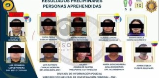 Listado de las personas capturadas durante las diligencias