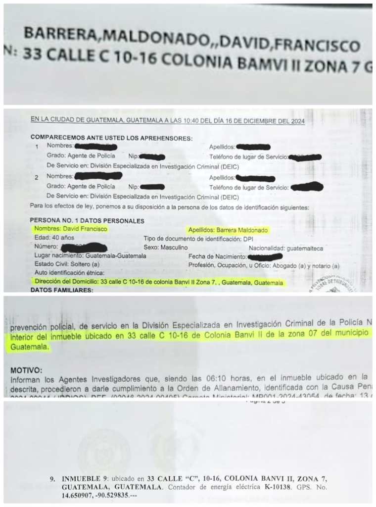 Tanto facturas, como la orden de allanamiento y aprehensión contra Barrera, contienen la misma dirección que el MP inicialmente indicó, era inexistente. Foto La Hora: Cortesía 