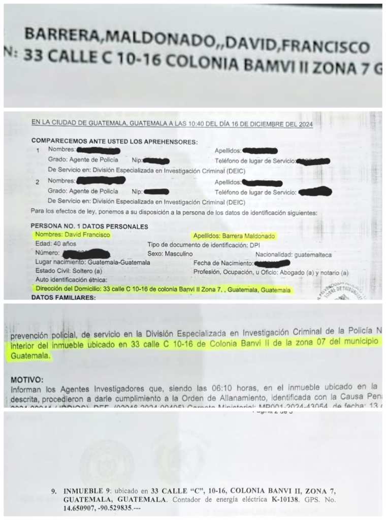 Tanto facturas, como la orden de allanamiento y aprehensión contra Barrera, contienen la misma dirección que el MP inicialmente indicó, era inexistente. Foto La Hora: Cortesía