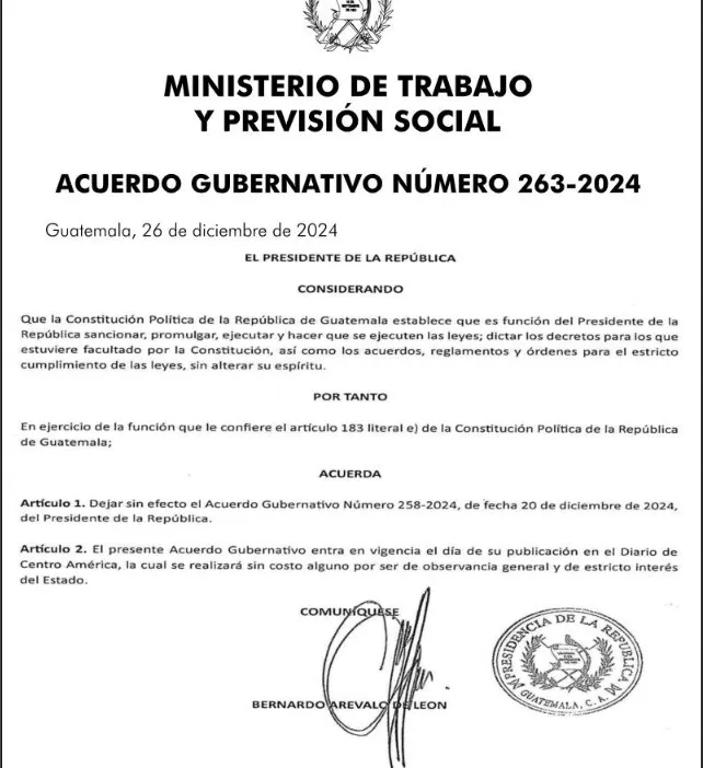 derogatoria acuerdo 258-2024 salario mínimo