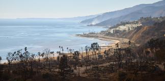 Los Angeles (United States), 10/01/2025.- A view of the remains of homes destroyed by the Palisades wildfire in the Pacific Palisades neighborhood of Los Angeles, California, USA, 10 January 2025. Multiple wildfires continue to burn across thousands of acres in Southern California, destroying thousands of homes and forcing people to evacuate areas throughout the Los Angeles area. According to the California Governor'Äôs office, more than 7,500 firefighting and emergency personnel are involved in response efforts. (incendio forestal) EFE/EPA/ALLISON DINNER