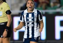 Ana Lucía Martínez anota su primer gol del Torneo Clausura 2025. Foto La Hora: X de Rayadas. 