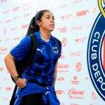 Ana Lucía Martinez, delantera de las Rayadas de Monterrey, le dio la victoria a su equipo frente a las Chivas del Guadalajara en el estadio Akron. Foto La Hora: X de Rayadas.