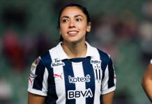 La guatemalteca Ana Lucía Martínez reacciona a su primer gol del año con las Rayadas de Monterrey. Foto La Hora: X de Ana Lucía