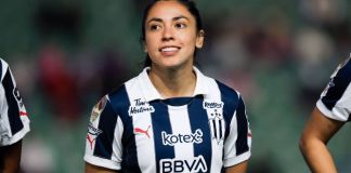 La guatemalteca Ana Lucía Martínez reacciona a su primer gol del año con las Rayadas de Monterrey. Foto La Hora: X de Ana Lucía