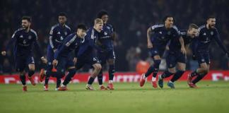 Los jugadores del United celebran el pase en la FA Cup a costa del Arsenal. Foto La Hora: EFE