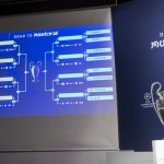 Las formaciones de los grupos se muestran en un panel electrónico después del sorteo de los playoffs de la fase eliminatoria de la Liga de Campeones de la UEFA, en la sede de la UEFA en Nyon, Suiza, el viernes 31 de enero de 2025. Foto La Hora: AP