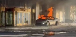 Explosión de Cybertruck frente a Trump Hotel. Foto: RRSS