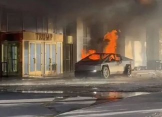 Explosión de Cybertruck frente a Trump Hotel. Foto: RRSS