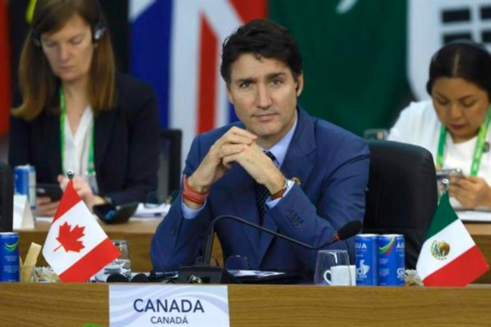 Fotografía de archivo del primer ministro de Canadá, Justin Trudeau, durante la apertura del segundo día de la Cumbre de jefes de Estado del G20 en Río de Janeiro (Brasil). Foto La Hora: EFE