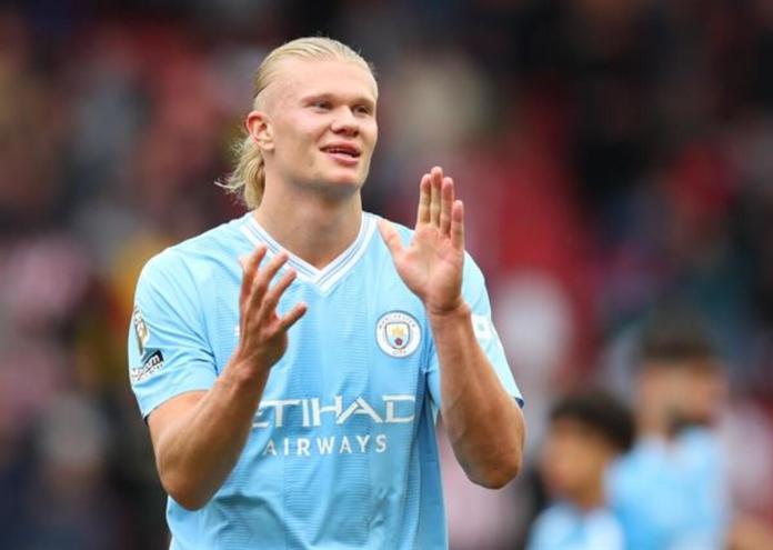 El Manchester City ha ampliado el contrato del delantero Erling Haaland, de 24 años, por diez temporadas, con lo que el internacional noruego queda ligado al equipo inglés hasta 2034. Foto La Hora: EFE