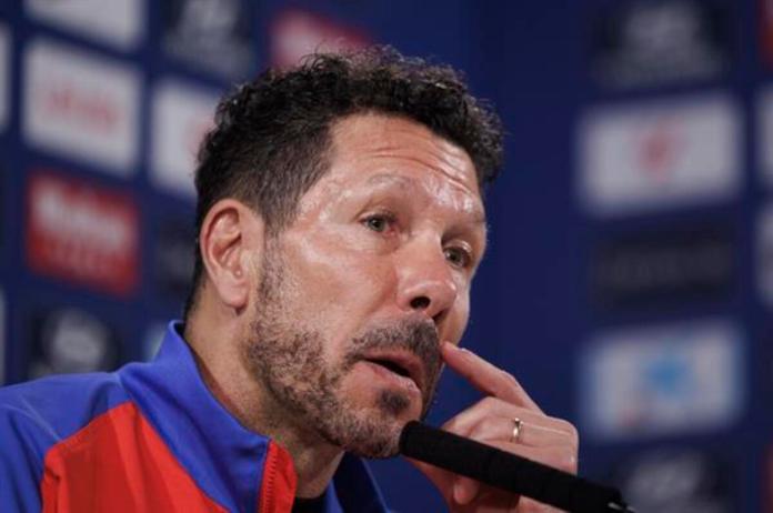 Simeone, en la rueda de prensa de este viernes. La Hora: EFE