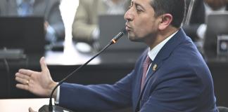 El presidente Nery Ramos testificando en el caso Hogar Seguro. Foto: Fabricio Alonzo / La Hora