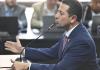 El presidente Nery Ramos testificando en el caso Hogar Seguro. Foto: Fabricio Alonzo / La Hora