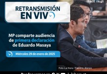 Retransmisión en vivo de la audiencia contra Eduardo Masaya. Créditos: Francisco Altán.