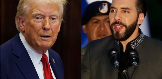 dos fotografías donde aparecen el presidente de los Estados Unidos, Donald Trump (i), y su homólogo de El Salvador, Nayib Bukele. Trump mantendrá este jueves una conversación telefónica con su homólogo salvadoreño, Nayib Bukele, en la primera llamada con un mandatario extranjero que la Casa Blanca anuncia de forma oficial.