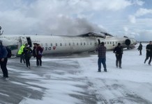 Accidente en el Aeropuerto Pearson, Toronto, Canadá. Foto: @Breaking911