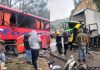 Bomberos Voluntarios han informado acerca de la atención a una colisión entre un camión y un bus Pullman, esto en el kilómetro 107 de la ruta Interamericana.