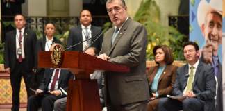 El presidente Bernardo Arévalo en conferencia de prensa este 03 de febrero de 2025