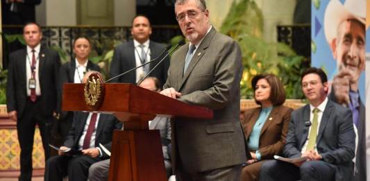 El presidente Bernardo Arévalo en conferencia de prensa este 03 de febrero de 2025