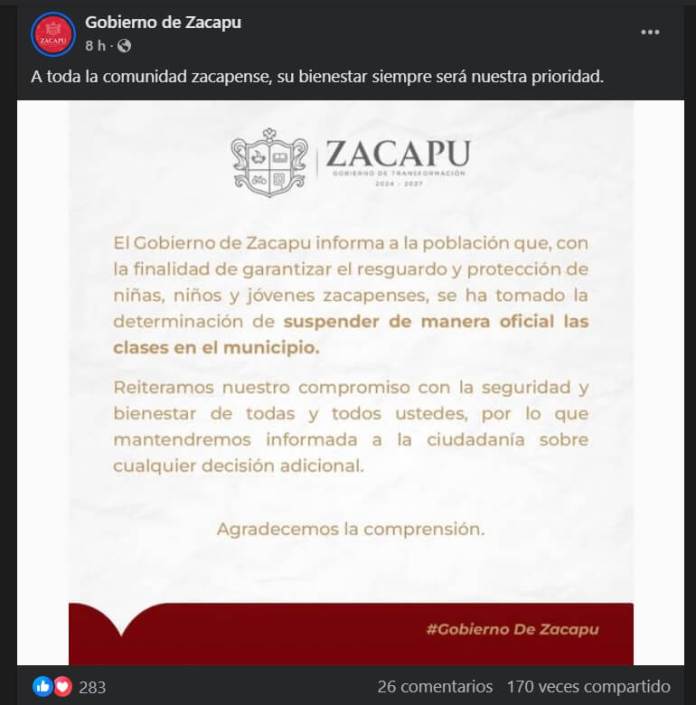 Captura de Pantalla - Facebook / Gobierno de Zacapu 