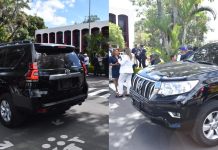 Durante las elecciones para la junta Directiva y Tribunal de Honor del CANG se pudieron observar una de vehículos con las placas tapadas con un material desconocido.