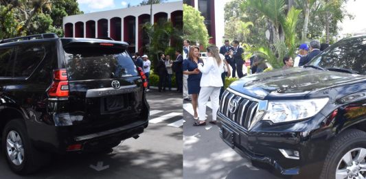 Durante las elecciones para la junta Directiva y Tribunal de Honor del CANG se pudieron observar una de vehículos con las placas tapadas con un material desconocido.