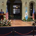 Marco Rubio, Secretario de Estado de EE.UU. y Bernardo Arévalo, presidente de Guatemala, en la conferencia de prensa.