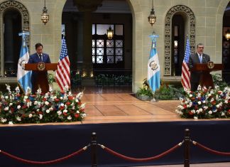 Marco Rubio, Secretario de Estado de EE.UU. y Bernardo Arévalo, presidente de Guatemala, en la conferencia de prensa.