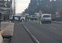 El tránsito se encuentra complicado tras el incidente armado en carretera a El Salvador. Foto: Cortesía.