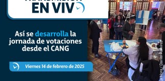 Así se desarrolla la jornada de votaciones desde el CANG. Foto La Hora: Diseño- Roberto Altán