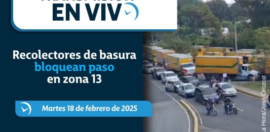 Un grupo de recolectores mantiene un bloqueo frente al Ministerio de Ambiente en la zona 13, en rechazo a la entrada en vigencia del reglamento de residuos. Foto La Hora: José Orozco/LH