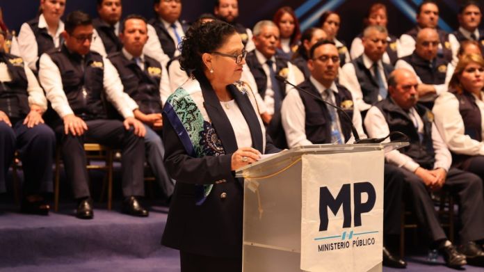 La fiscal general, María Consuelo Porras, en la conferencia de prensa del pasado 7 de mayo de 2024. Foto: La Hora / MP.
