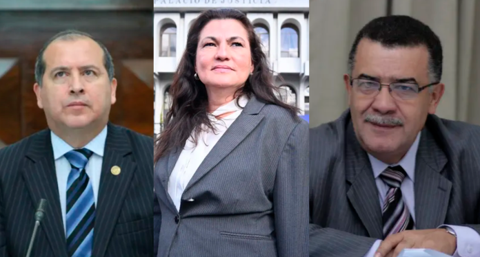 Nester Vásquez, Patricia Gámez, y Estuardo Gálvez. Foto: Archivo La Hora