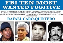 En esta imagen, publicada por el FBI, aparece el cartel de búsqueda de Rafael Caro Quintero. Foto La Hora: AP/FBI