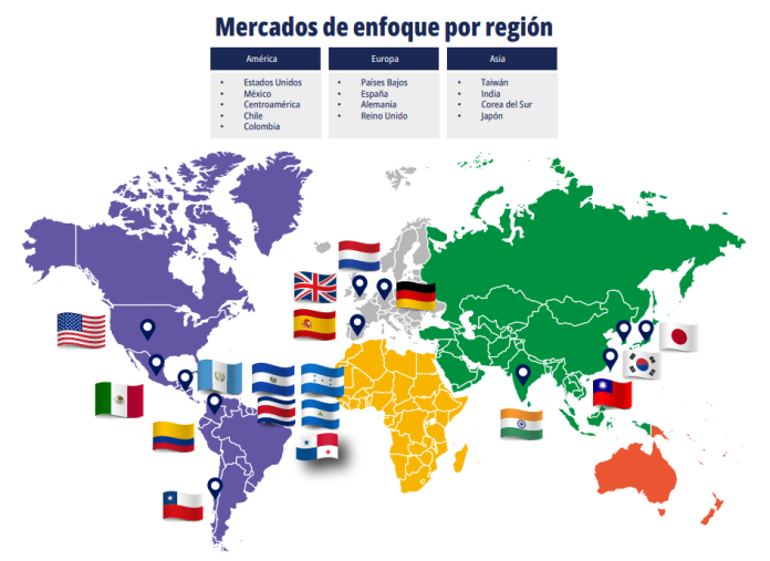 Mercados de enfoque por región