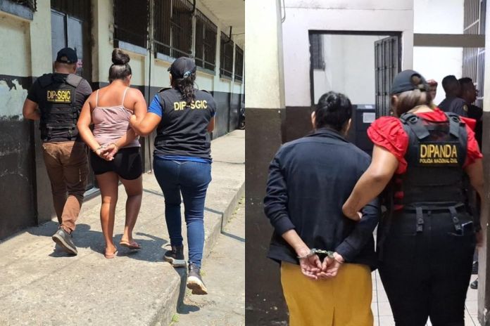 Dos personas capturadas por el delito de extorsión en Escuintla. Foto La Hora: PNC