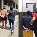 Dos personas capturadas por el delito de extorsión en Escuintla. Foto La Hora: PNC
