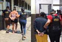 PNC captura a presuntas extorsionistas en Escuintla Dos personas capturadas por el delito de extorsión en Escuintla. Foto La Hora: PNC