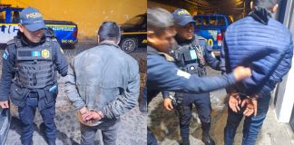 Presuntos asaltantes capturados en Sacatepéquez. Foto La Hora: PNC