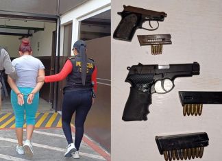 Presunta miembro del Barrio 18 capturada y armas incautadas en allanamiento. Foto La Hora: PNC